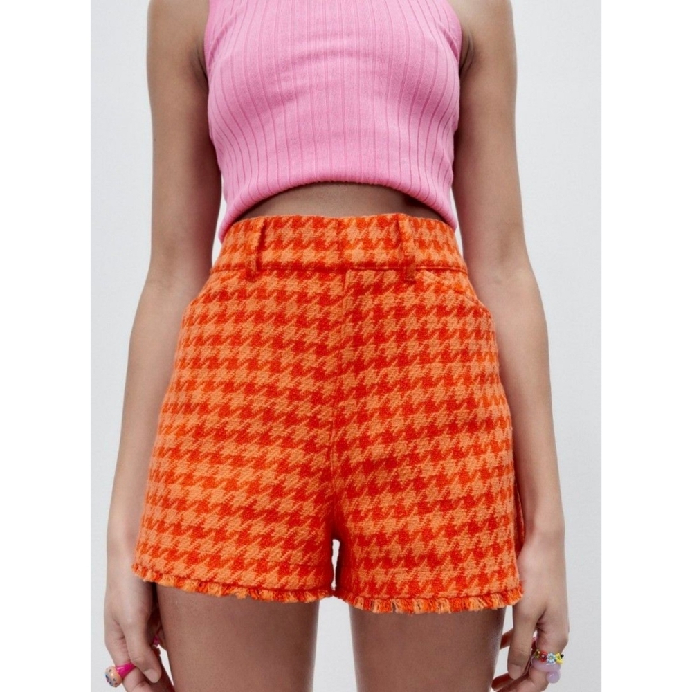 Zara tweed houndstooth shorts